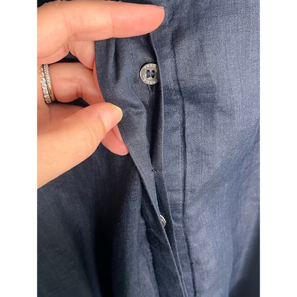 Frame Gillian Puff Sleeve Tie Waist Shirt Midi Dress Navy Women's Size XL NWT - Picture 11 of 13